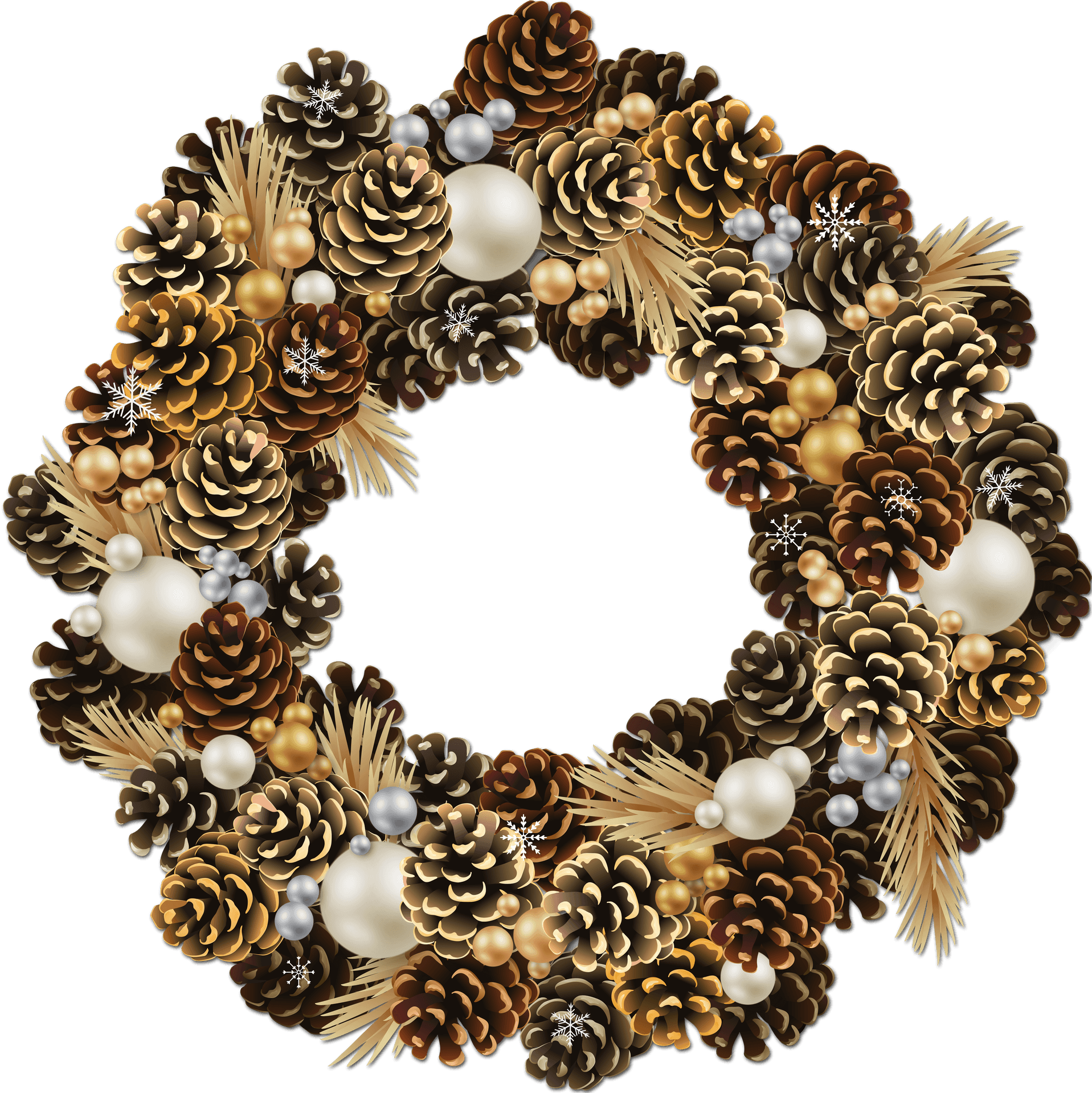 Festive Pinecone Christmas Wreath PNG Image