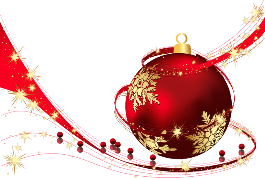 Festive Red Christmas Ballwith Golden Decorations PNG Image