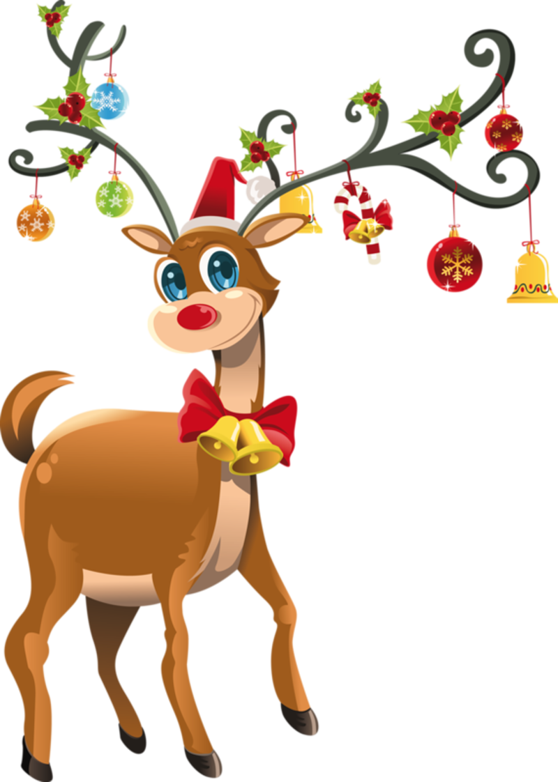 Festive Reindeer Decorated Antlers.png PNG Image