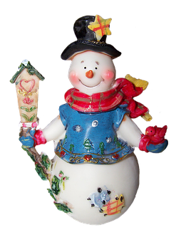 Festive Snowman Figurine PNG Image