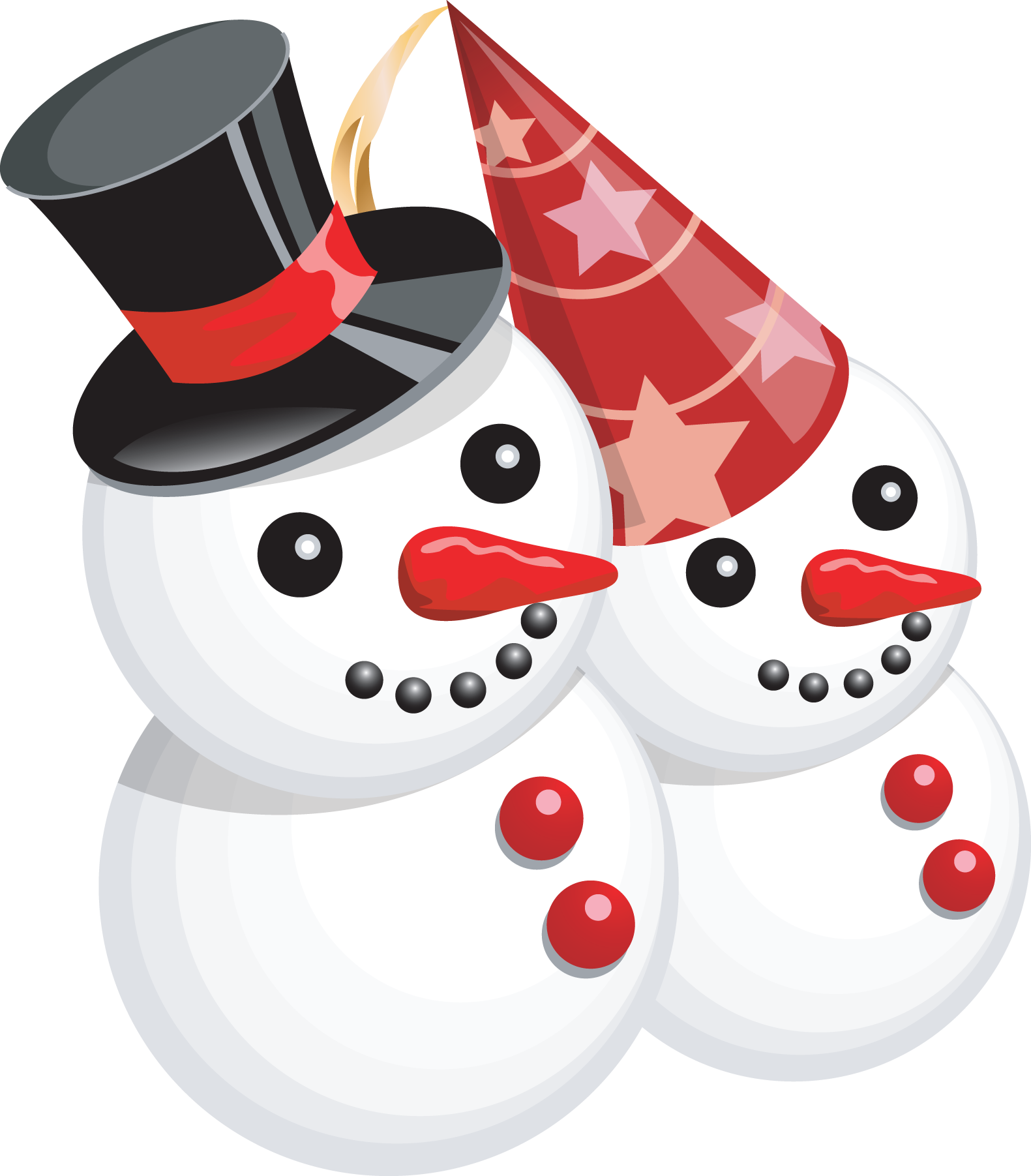 Festive Snowmen Celebration Clipart PNG Image