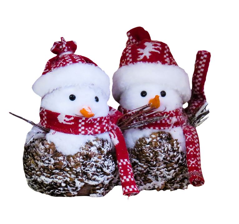 Festive Snowmen Figurines PNG Image