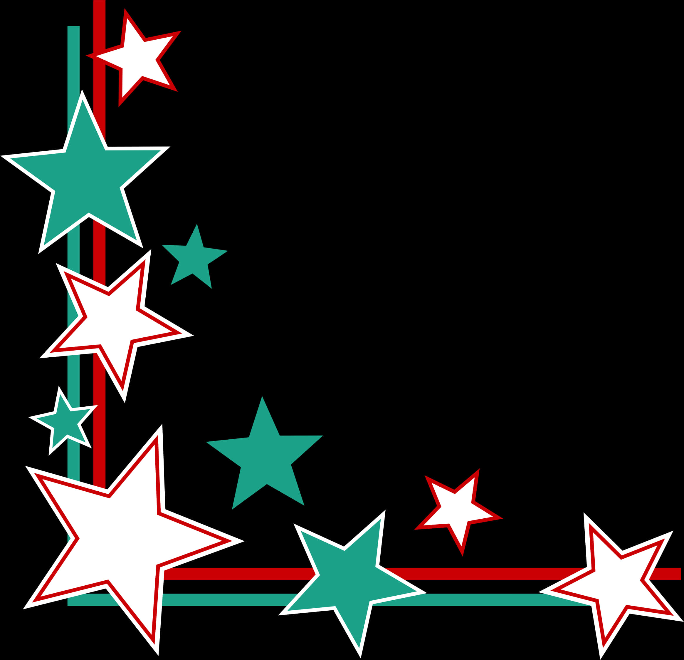 Festive Star Corner Borders PNG Image