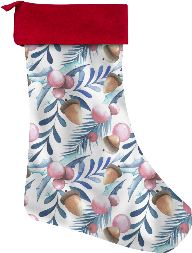 Festive Stocking Watercolor Pattern PNG Image