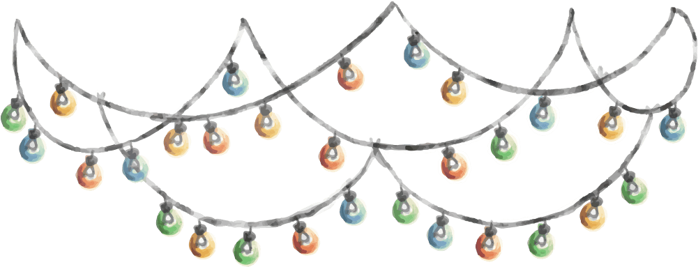 Festive String Lights Illustration PNG Image