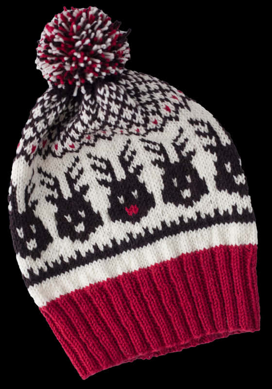 Festive Winter Knit Hat PNG Image