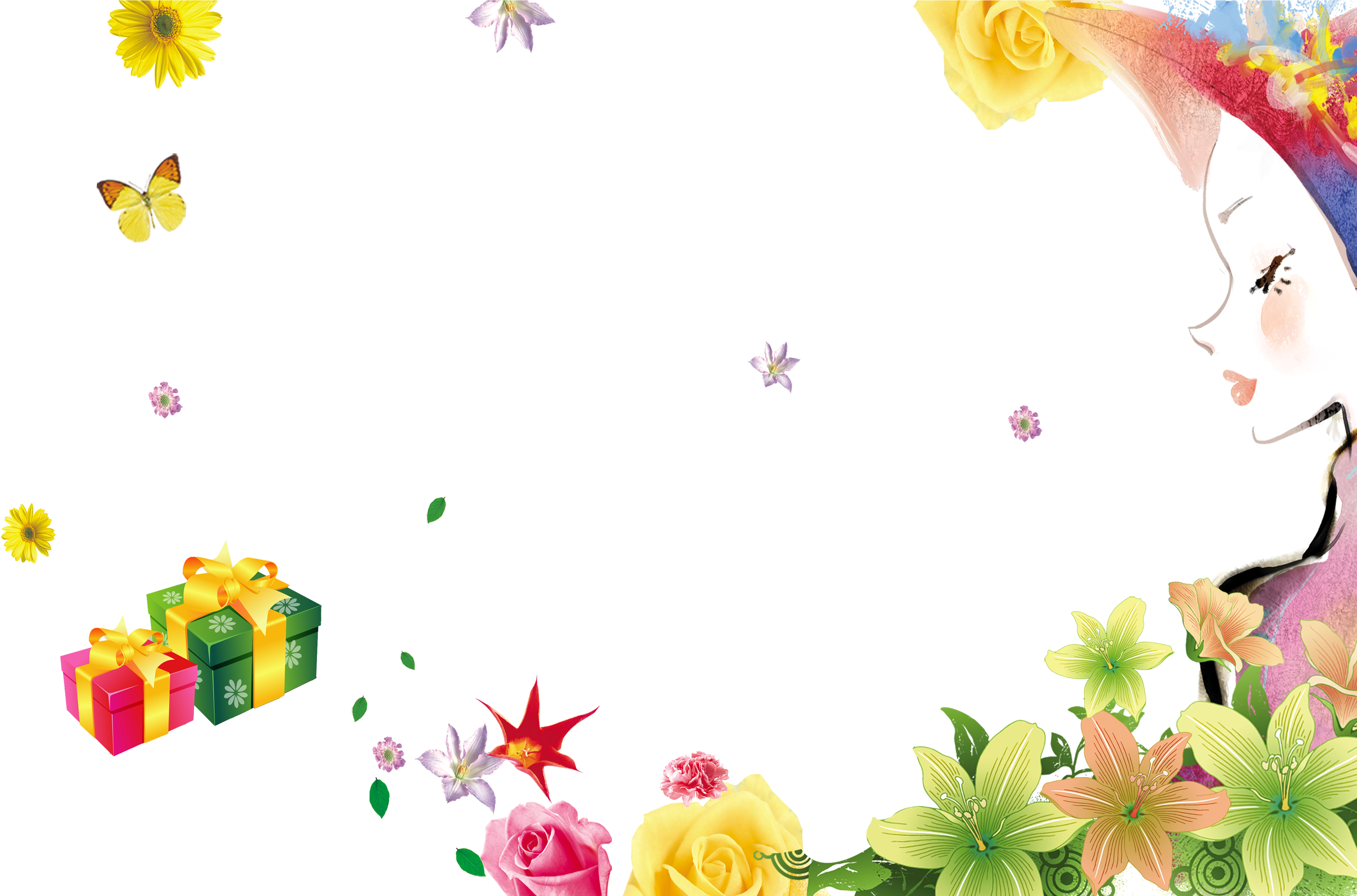 Festive Woman Floral Celebration PNG Image