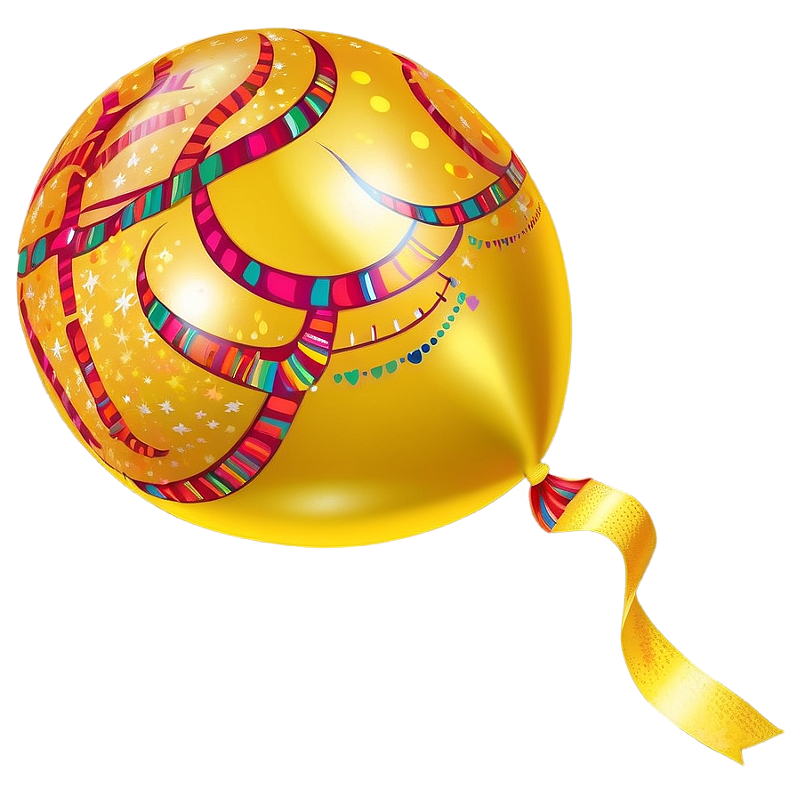 Festive Yellow Balloon Png Mlh34 PNG Image