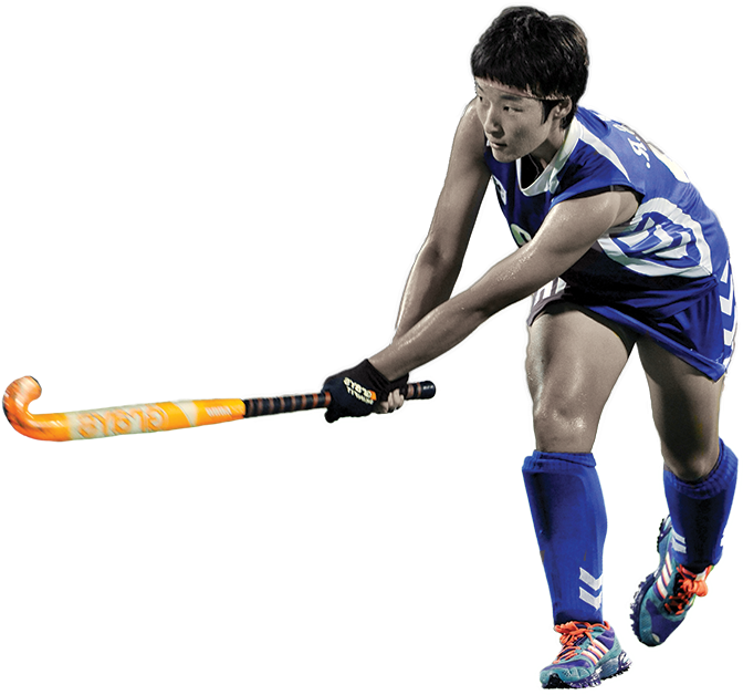 Field Hockey Playerin Action PNG Image