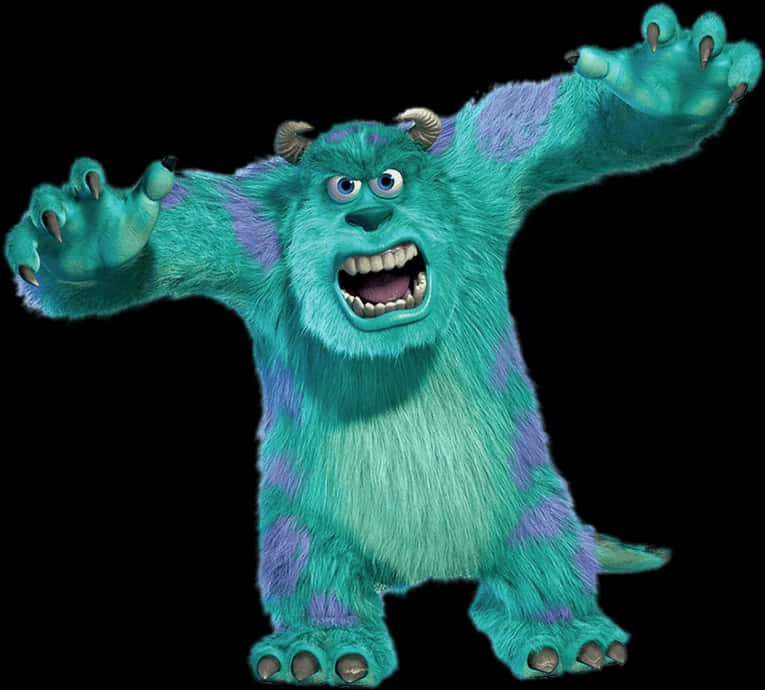 Fierce Blue Monster Roaring PNG Image