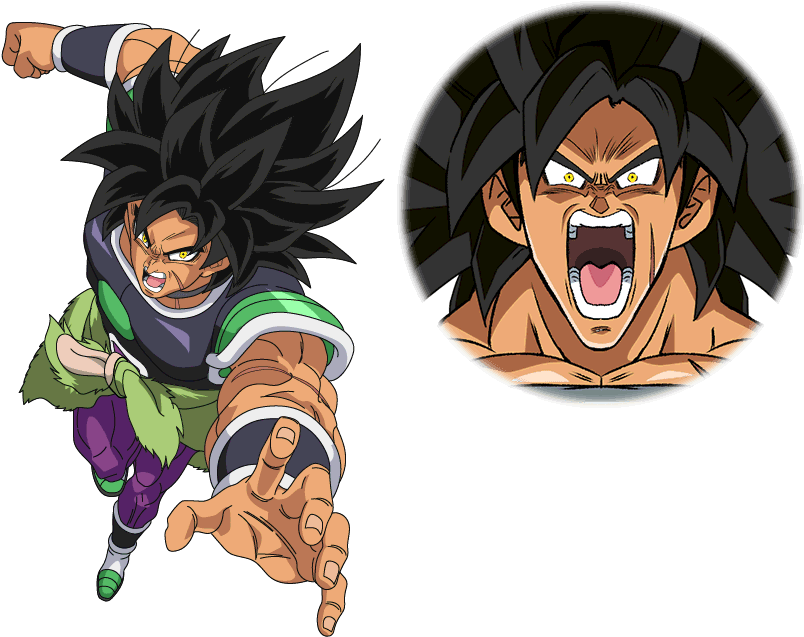 Fierce Broly Action Pose PNG Image