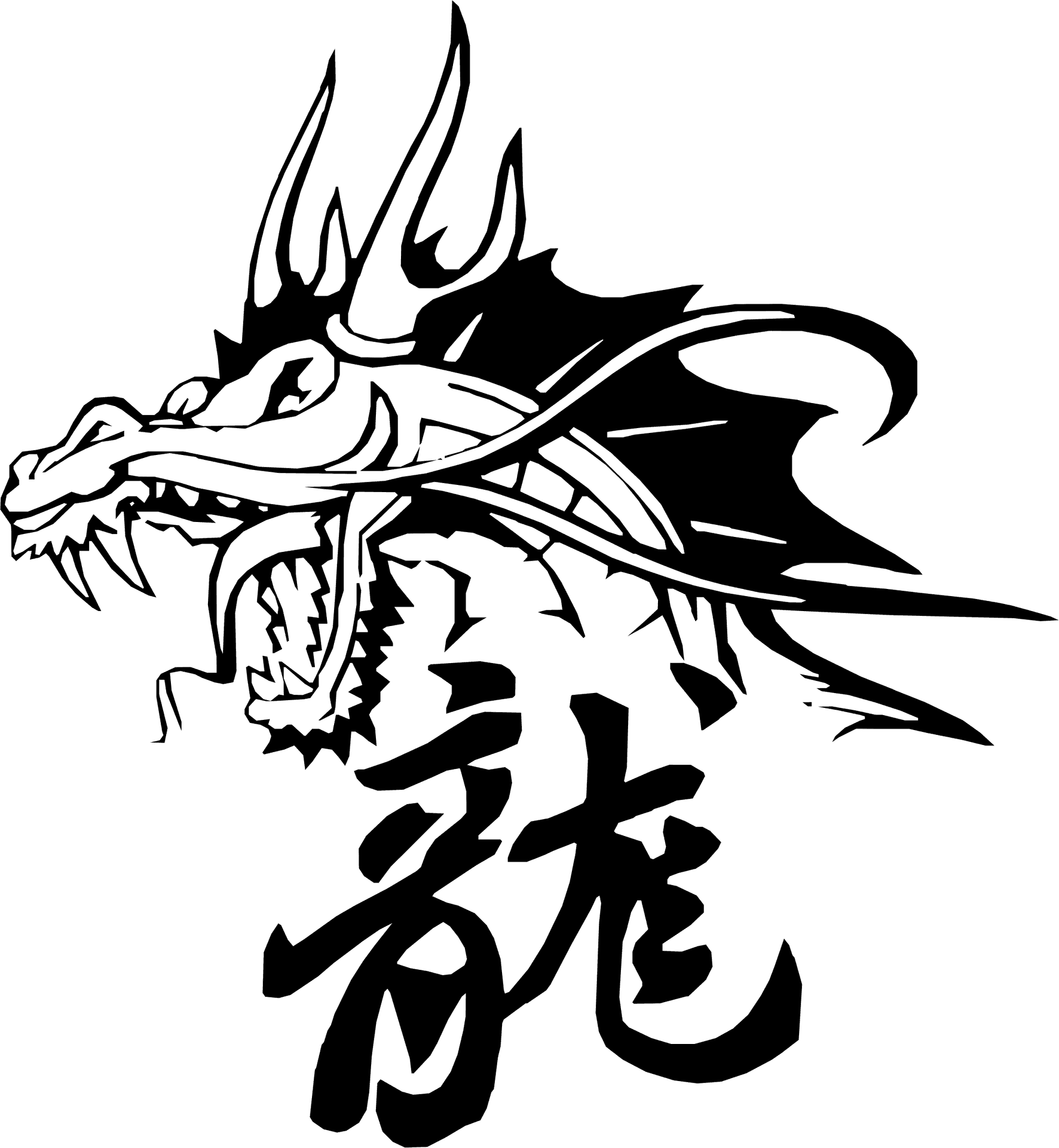 Fierce Dragon Tattoo Design PNG Image