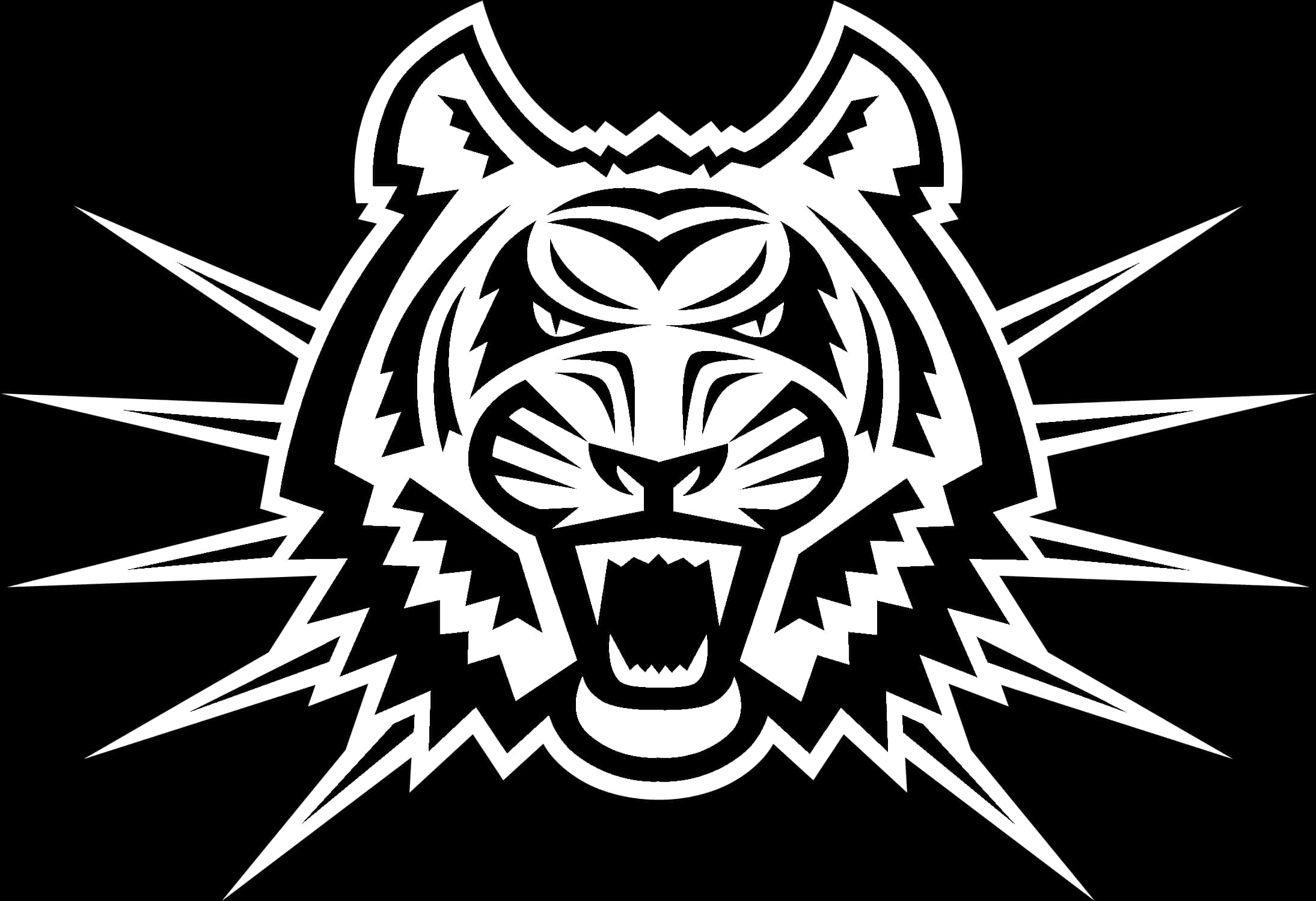 Fierce Tiger Logo Blackand White PNG Image