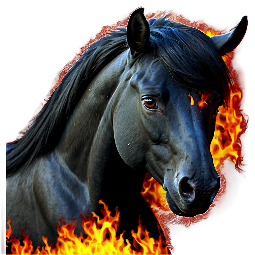 Fiery Black Stallion Spirit Png Nfh PNG Image