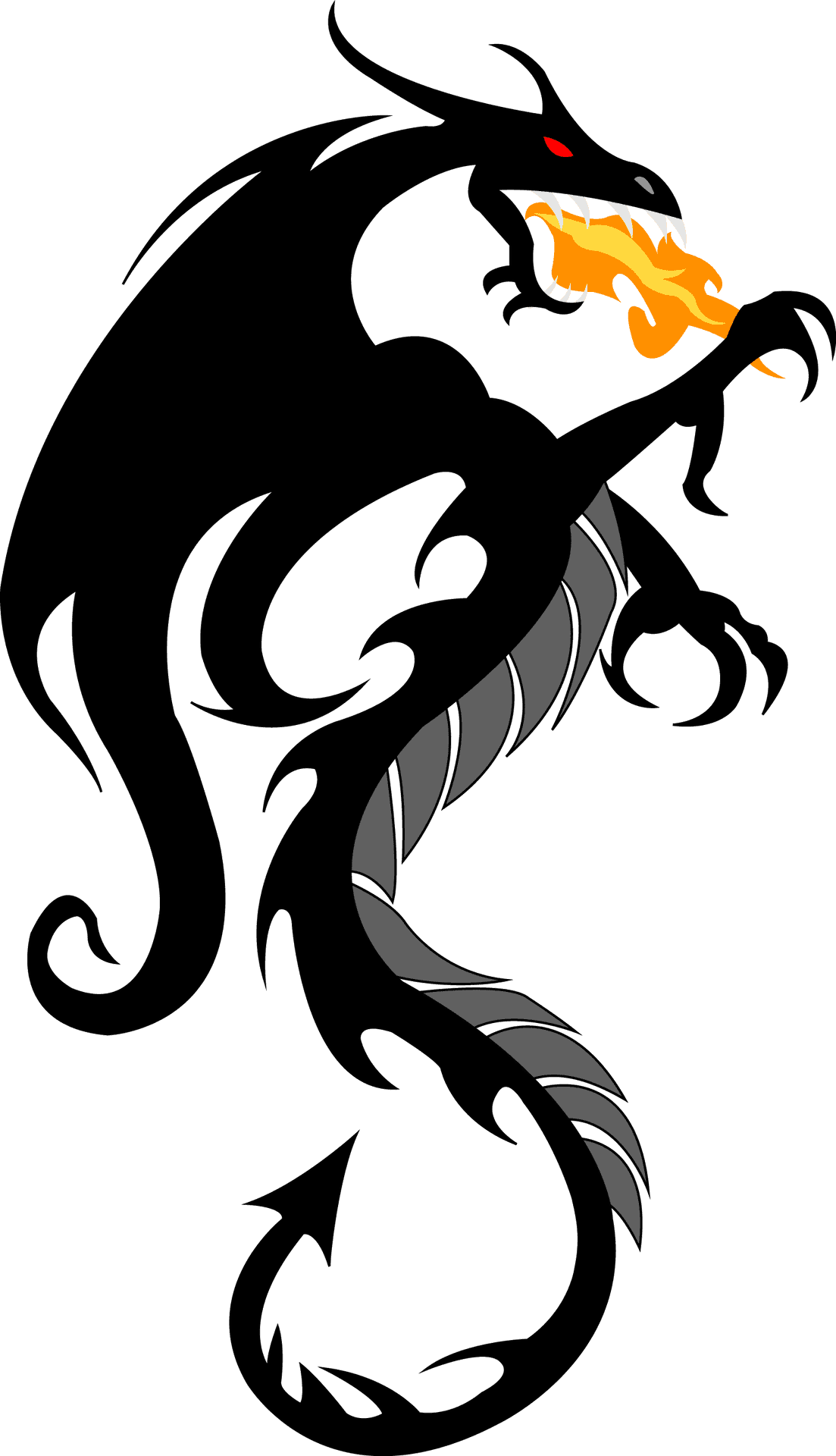 Fiery Breath Dragon Silhouette PNG Image