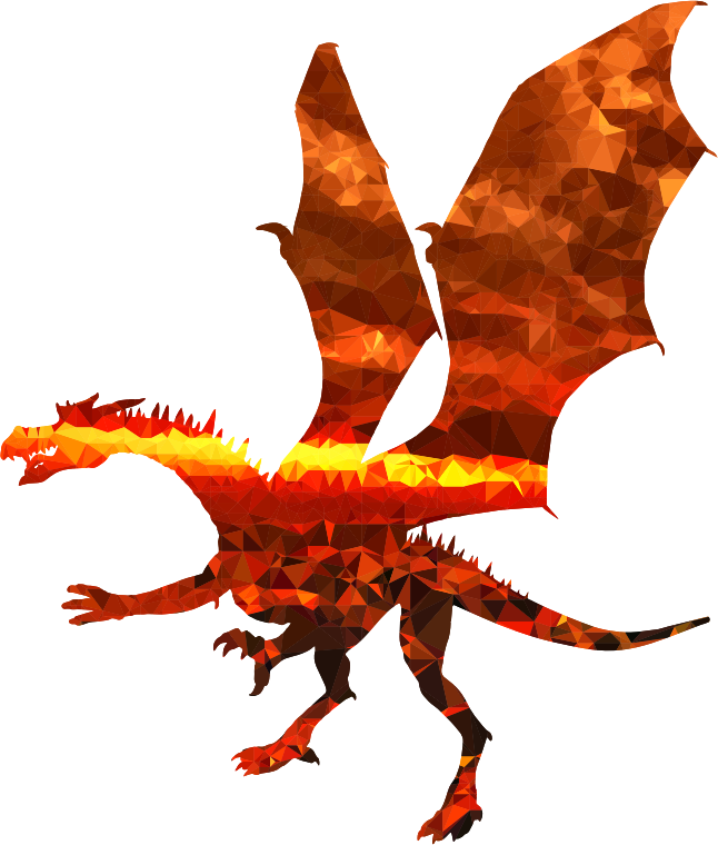 Fiery Dragon Geometric Art PNG Image