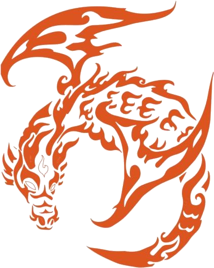 Fiery Dragon Tattoo Design PNG Image