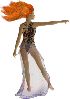 Fiery Haired Fantasy Figure PNG Image