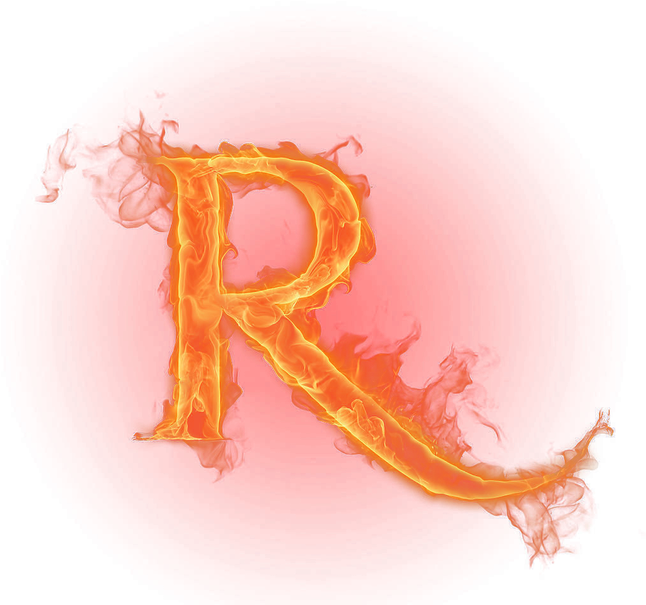 Fiery Letter R Background PNG Image