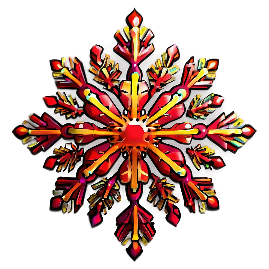 Fiery Red Snowflake Design Png 72 PNG Image