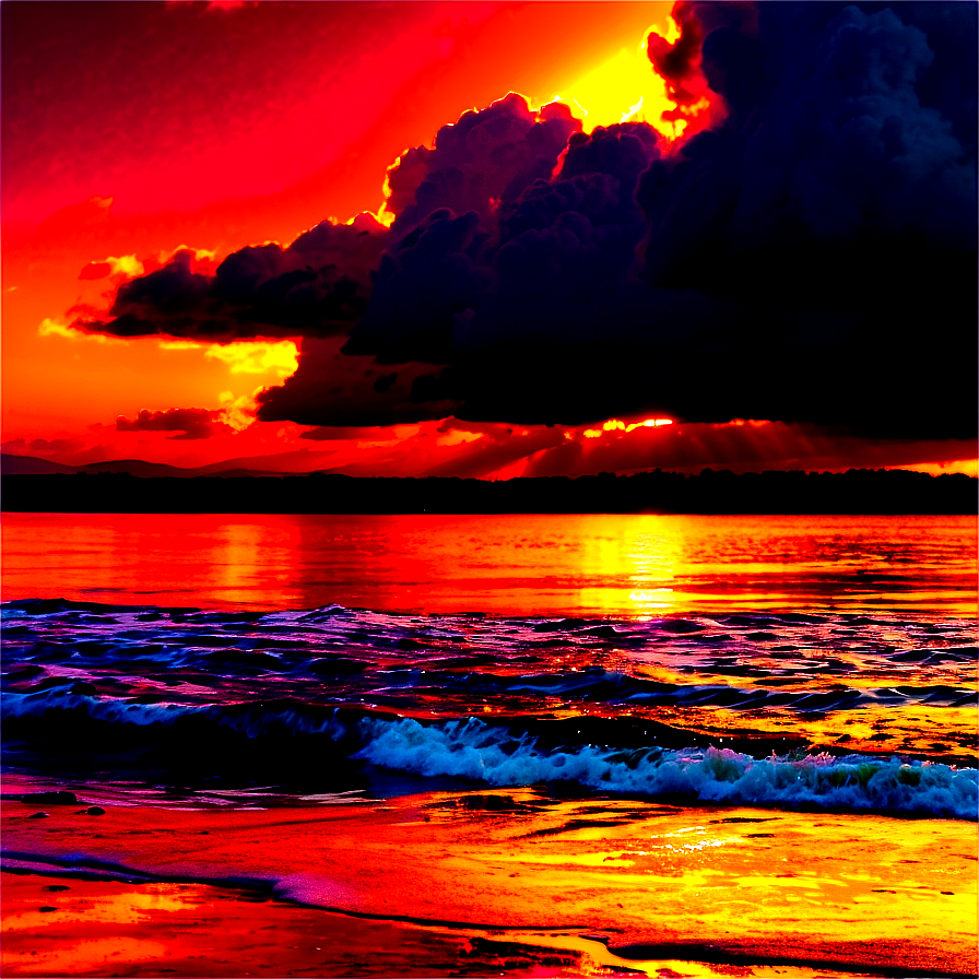 Fiery Sunset Over Ocean Photo Png Mlg24 PNG Image