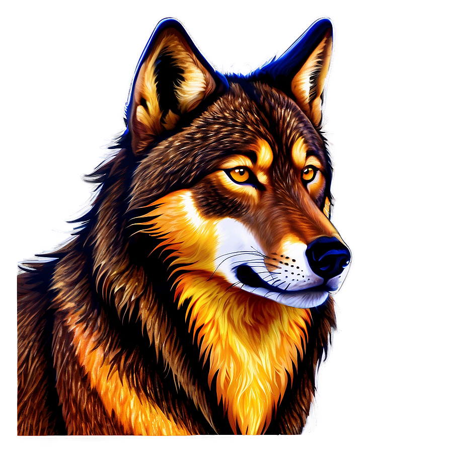 Fiery Wolf Face Illustration Png Lgs PNG Image