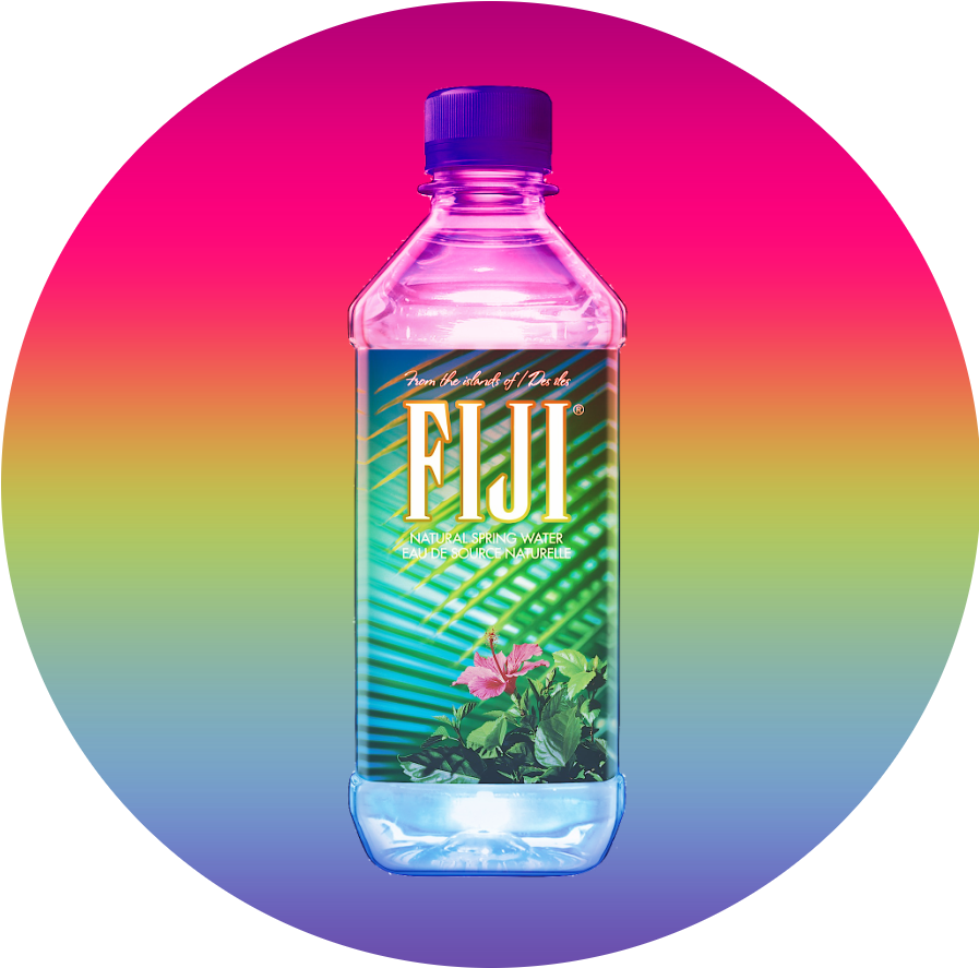 Fiji Water Bottle Rainbow Background PNG Image