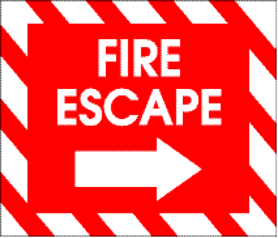 Fire Escape Sign Directional Arrow PNG Image