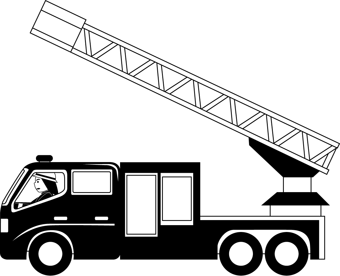 Fire Truck With Extended Ladder Vector PNG Image