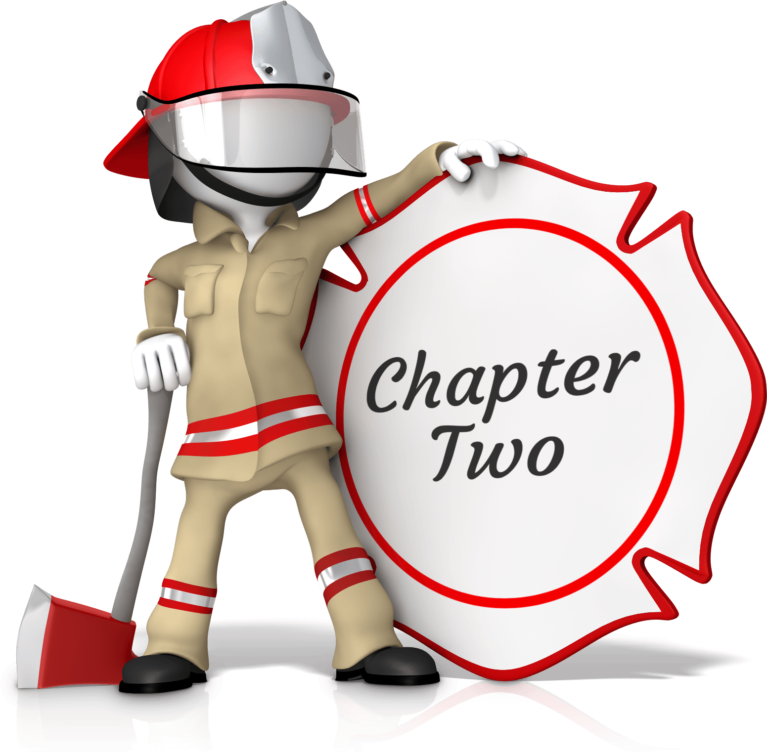 Firefighter Character Holding Chapter Two Sign PNG Image