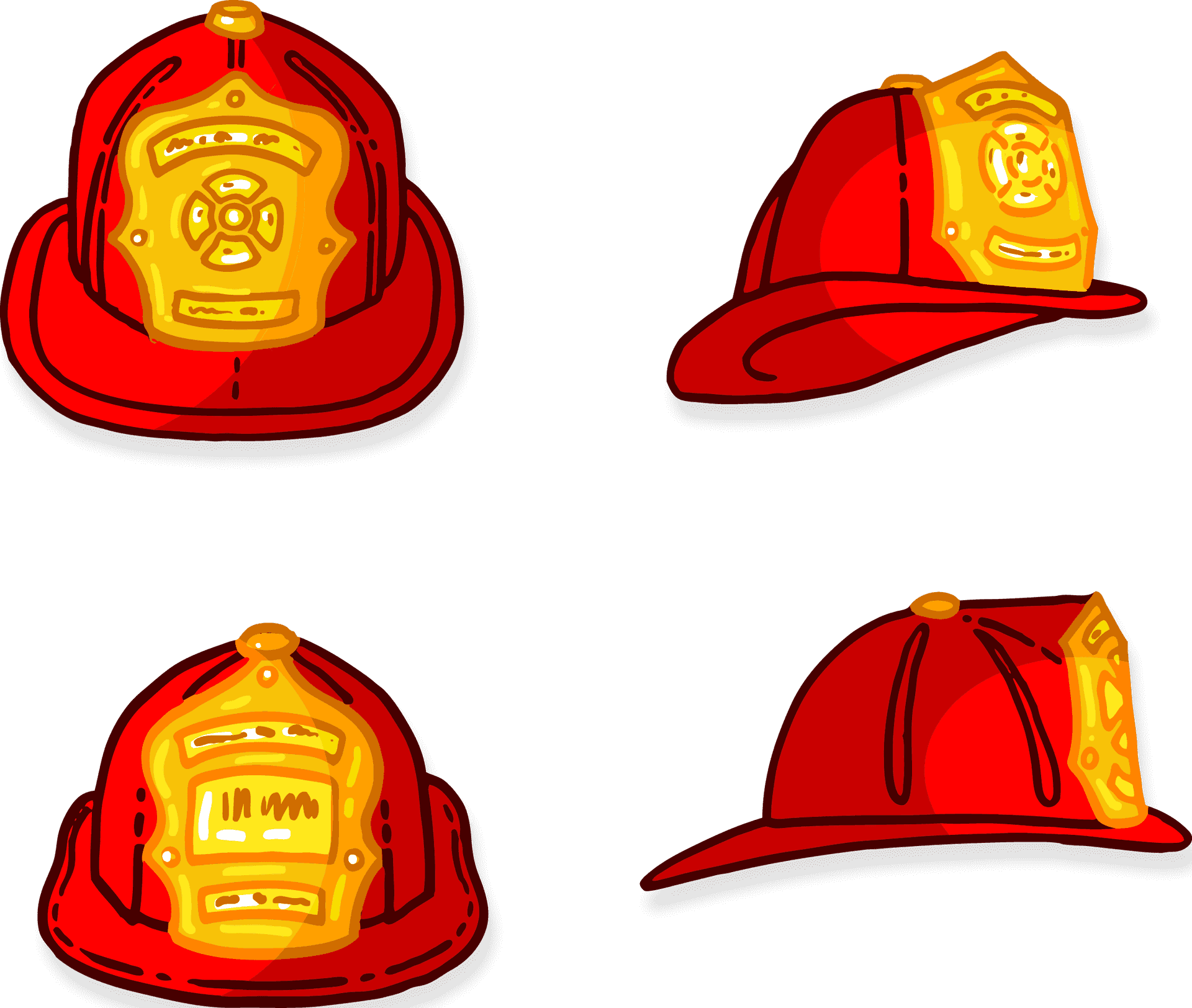 Firefighter Helmets Cartoon Vector PNG Image