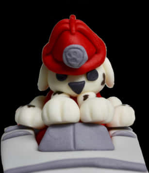 Firefighter Puppy Cake Topper PNG Image