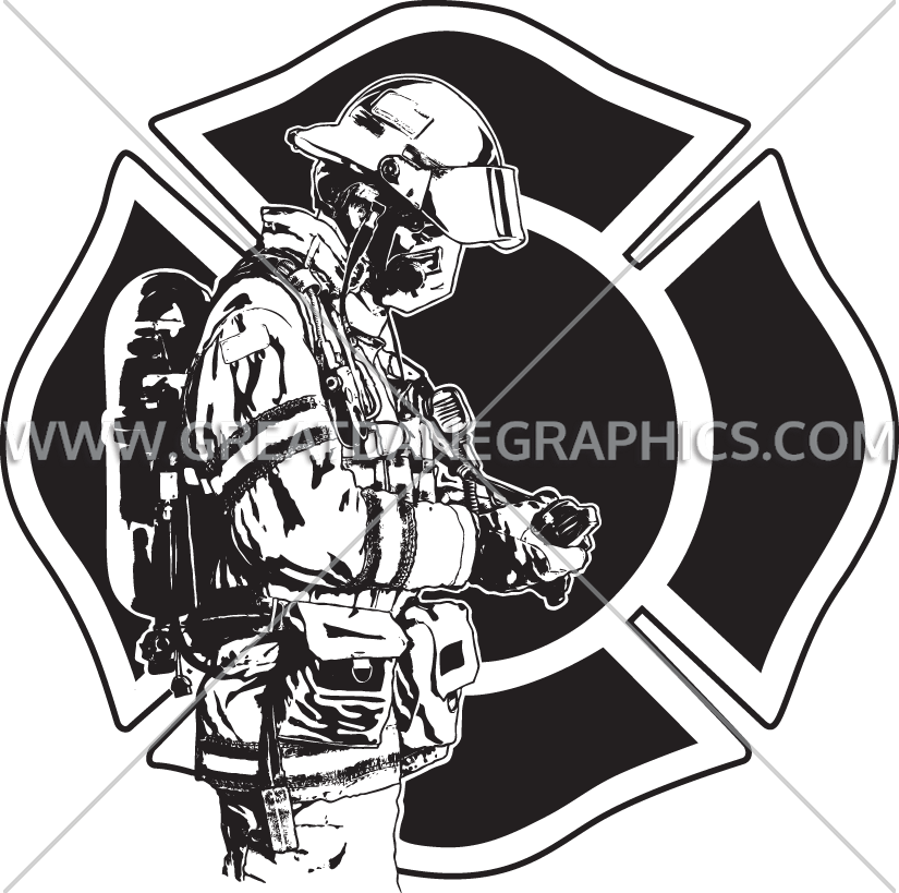 Firefighter Silhouette Maltese Cross PNG Image