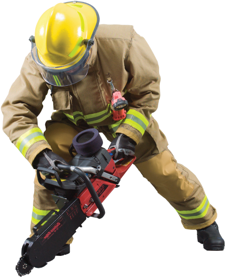 Firefighter With Rescue Tool PNG Image