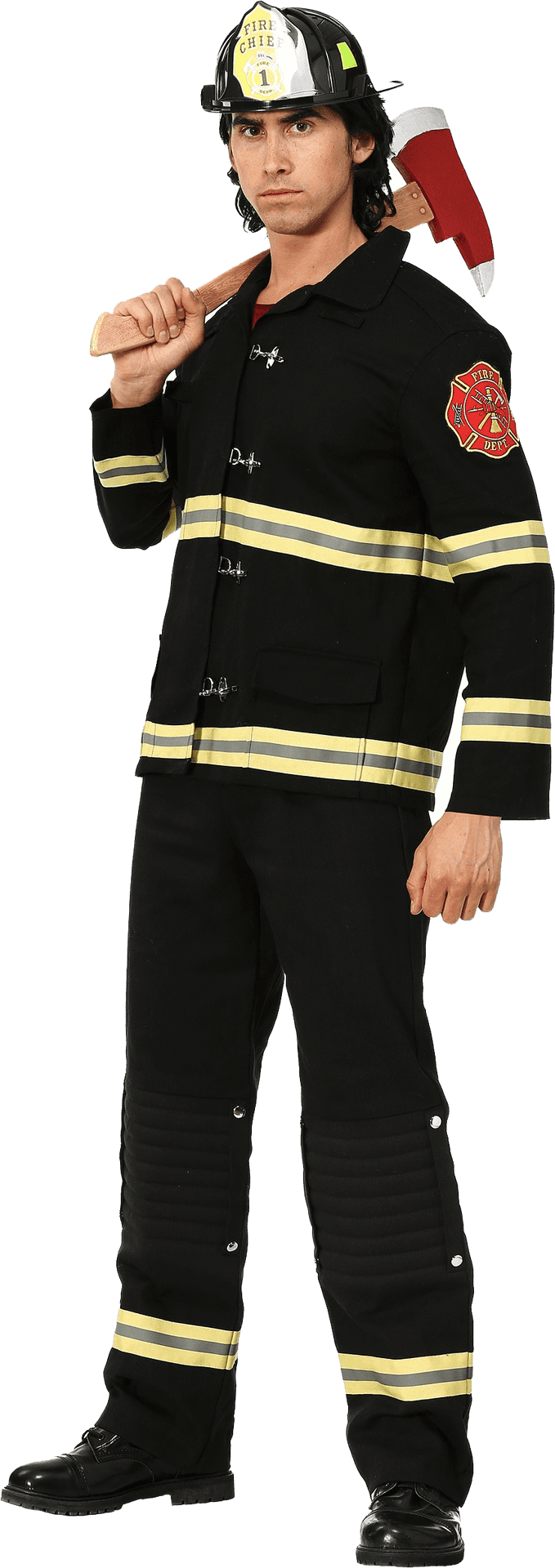 Firefighterin Gear Pose PNG Image