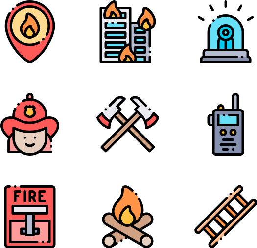 Firefighting Icons Set PNG Image