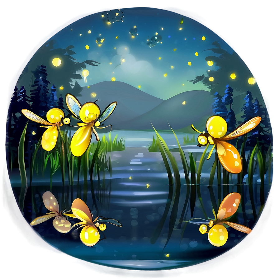 Fireflies Over Water Png Cim42 PNG Image