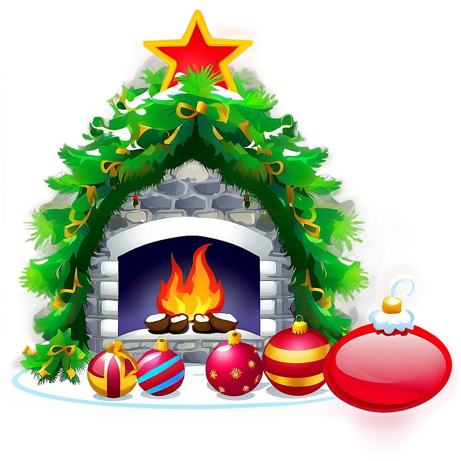 Fireplace Mantel Christmas Decoration Png Ucu PNG Image