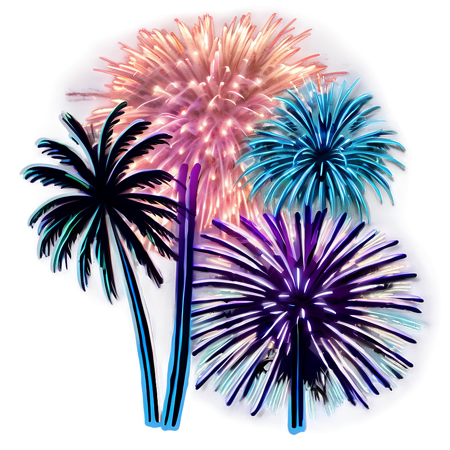 Fireworks And Palms Png 06112024 PNG Image