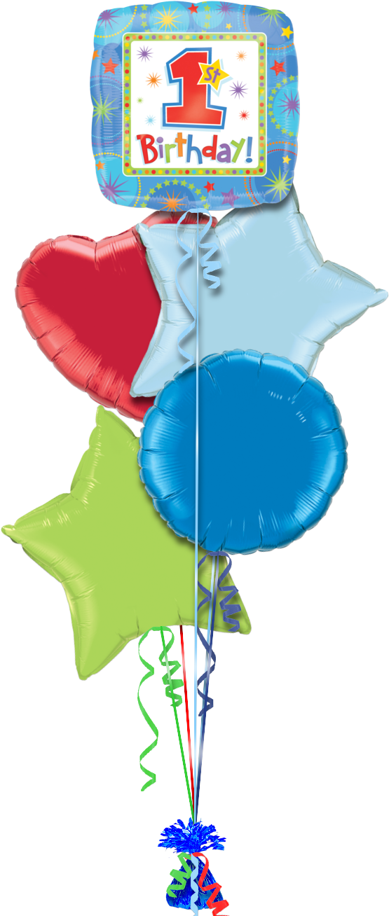 First Birthday Balloon Bouquet PNG Image