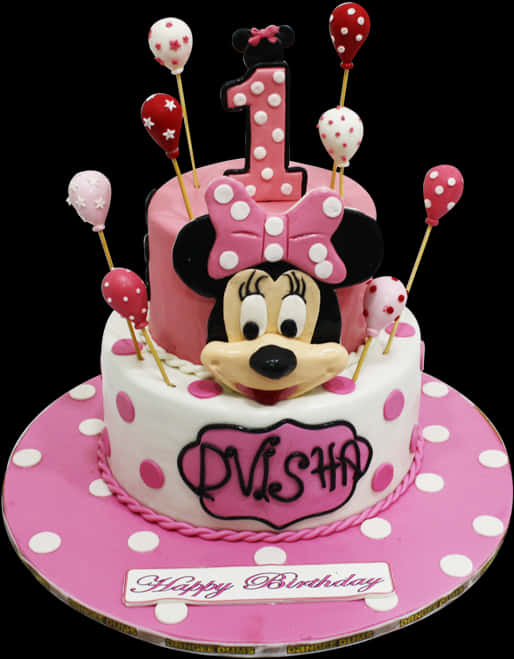 First Birthday Minnie Mouse Cake PNG Image