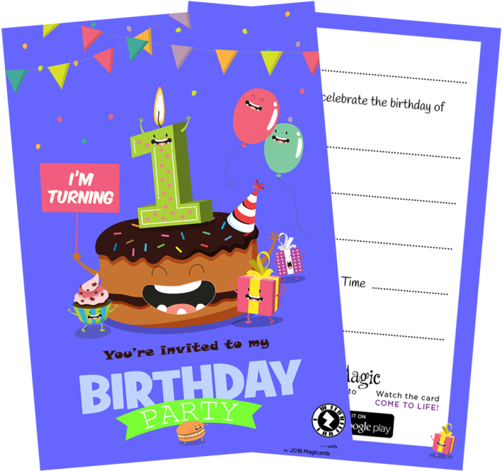 First Birthday Party Invitation Card PNG Image