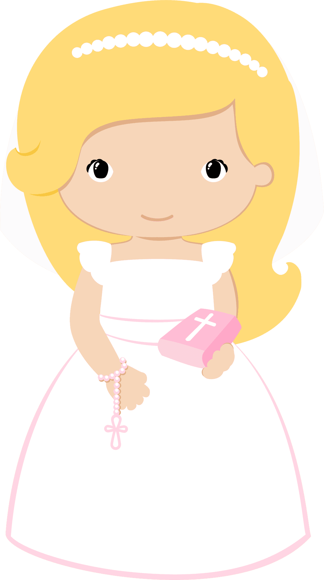 First Communion Girl Cartoon PNG Image