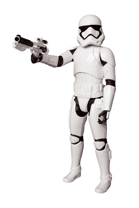 First Order Stormtrooper Posingwith Blaster PNG Image