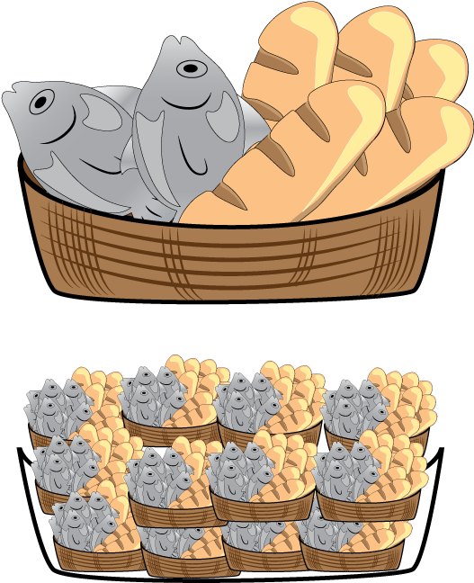 Fishand Bread Baskets Illustration PNG Image