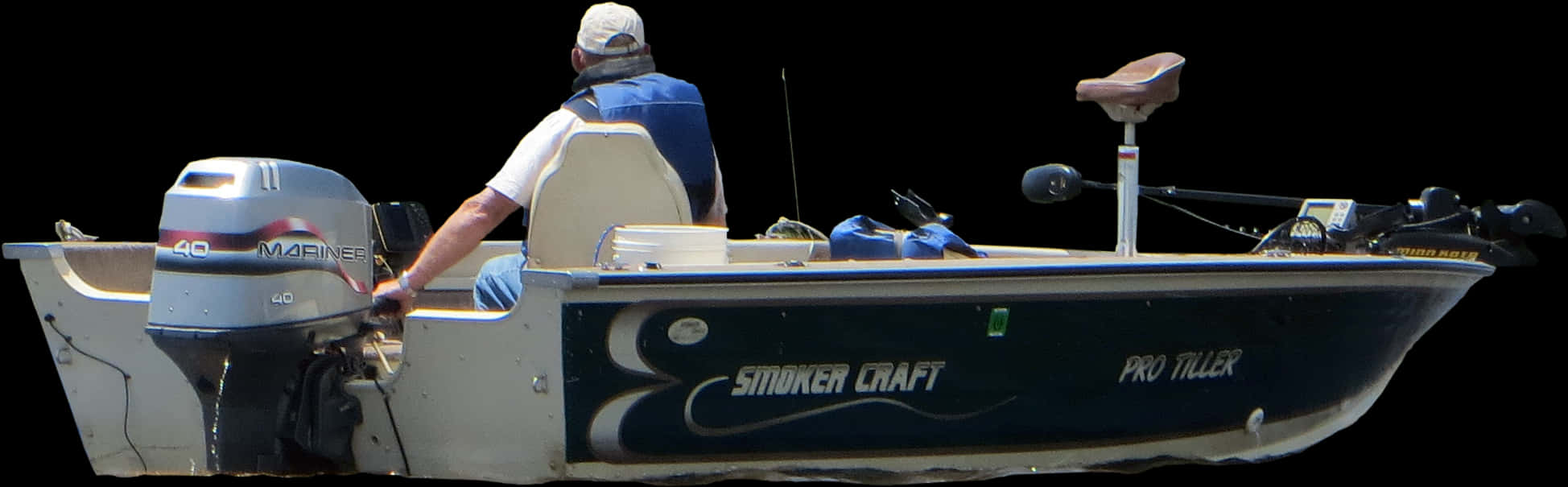 Fishing Boat Isolatedon Black Background PNG Image