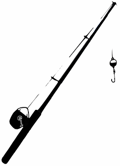 Fishing Rodand Hook Silhouette PNG Image