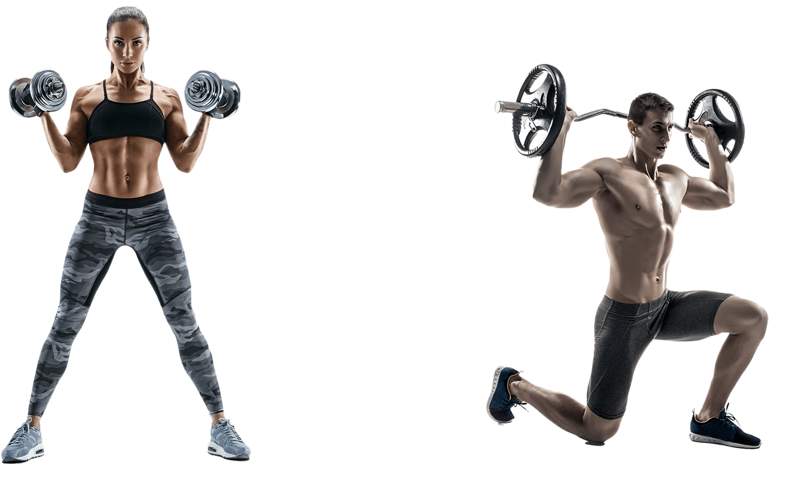 Fitness Duo Weightlifting Workout PNG Image