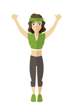 Fitness Enthusiast Cartoon Woman PNG Image