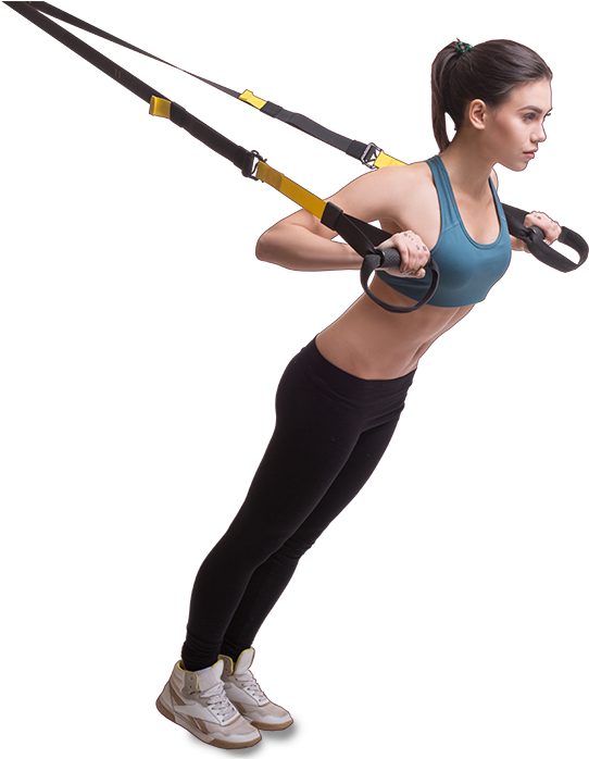 Fitness Enthusiast Using Suspension Trainer PNG Image